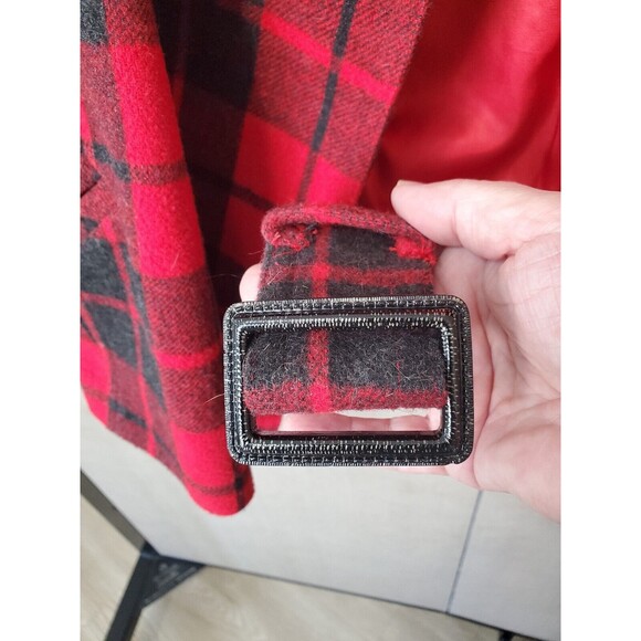 The Limited Vintage Open Front Belted Plaid Wool Blend Jacket Size Medium/Large - Picture 8 of 9